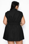 Haute Fox Plus Size Sleeveless Smocked Waist Shirt Dress