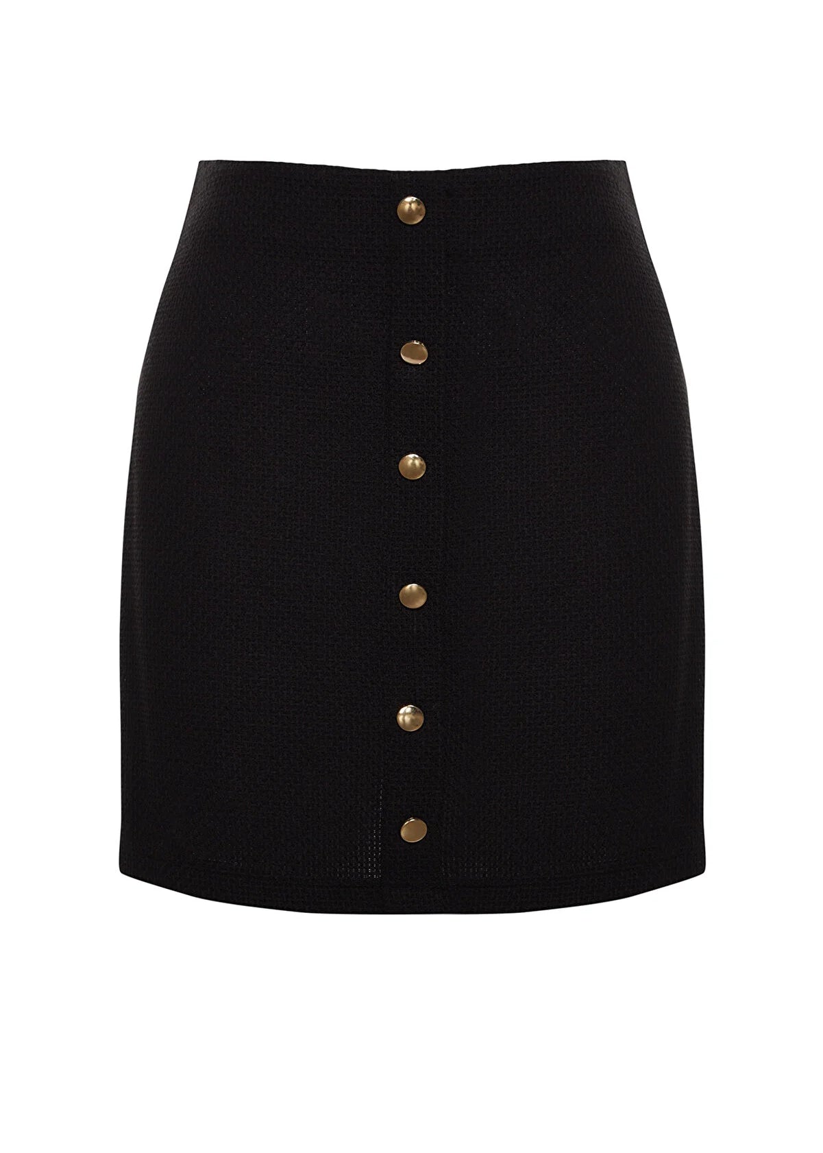 Plus Size Plain Basic Tweed Skirt - Black