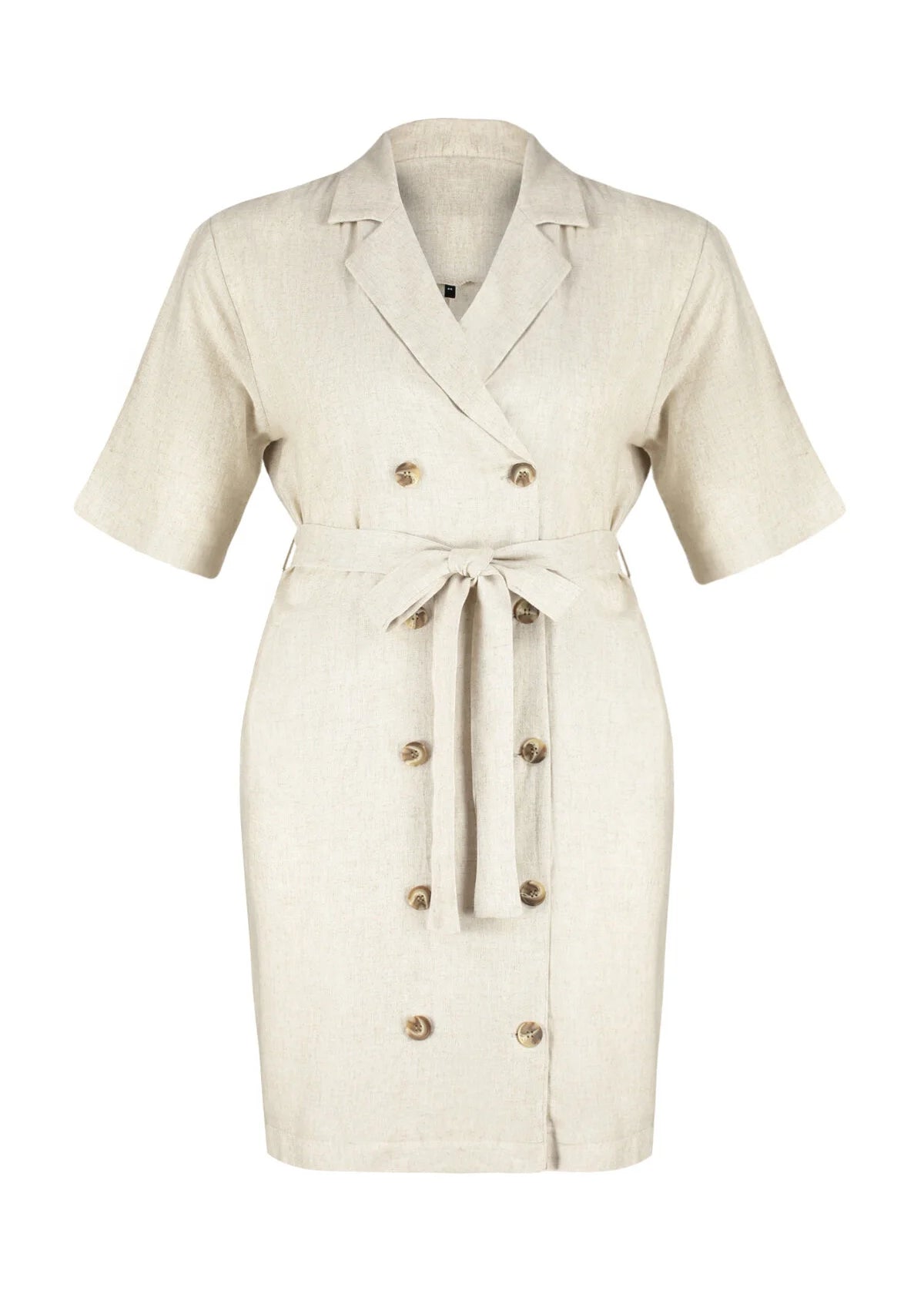 Plus Size Double Breasted Linen Blended Jacket Dress