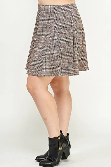 Haute Fox Plus Size Plaid Knit Aline Skirt