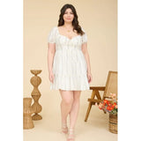 CURVE MARKET Plus Size Floral Short Sleeve Tiered Mini Dress