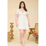 CURVE MARKET Plus Size Floral Short Sleeve Tiered Mini Dress