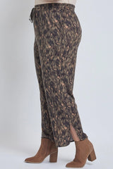 YMI Plus Size Wide Leg Pant with Side Slit Hem - Multi