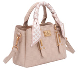 Bessie London Checkerboard Buckle Tote with Scarf