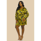The Sang Plus Size Tie Front Shirt Mini Dress