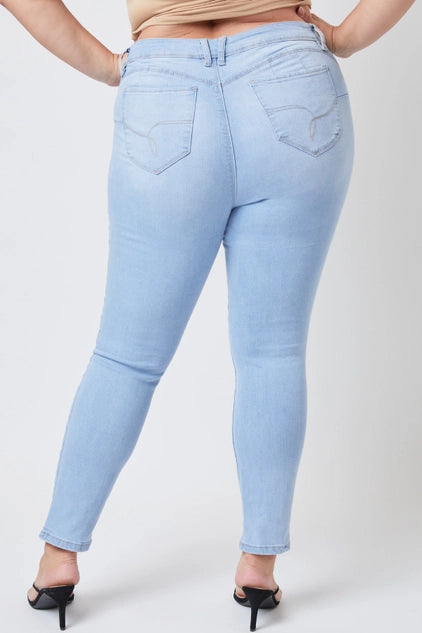 YMI Plus Sustainable Wannabettabutt Skinny Jeans- Light Blue