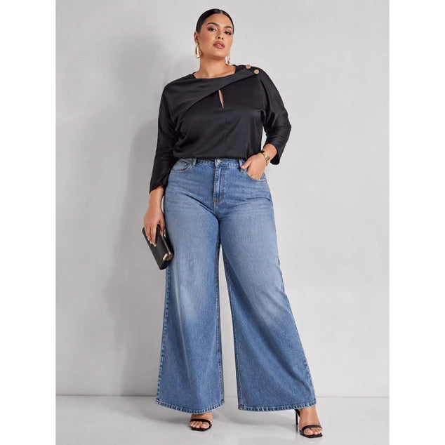 DORCAS Plus Size Keyhole Blouse
