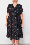 WOJCOR Plus Size Patterned Chiffon Wrap Dress - Multi