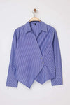 WOJCOR Plus Size Striped Woven Shirt with Silver Button Detail - Navy