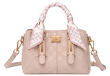 Bessie London Checkerboard Buckle Tote with Scarf