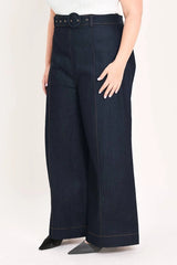 Flying Tomato Plus Size Wide Leg Denim Pant - Dark Denim
