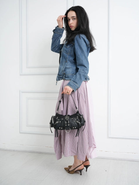 Bessie London Punk Buckle Baguette Bag