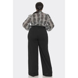 DORCAS Plus Front Necktie Long Sleeve Gold Belt Jumpsuit