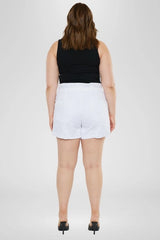 Kan Can USA Plus High Rise Zip Fly Paperbag SHORTS - White