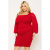 DORCAS Rhinestone Square Neck Plus Size Midi Dress