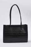 WOJCOR Textured Midi Tote Shoulder Bag - Black