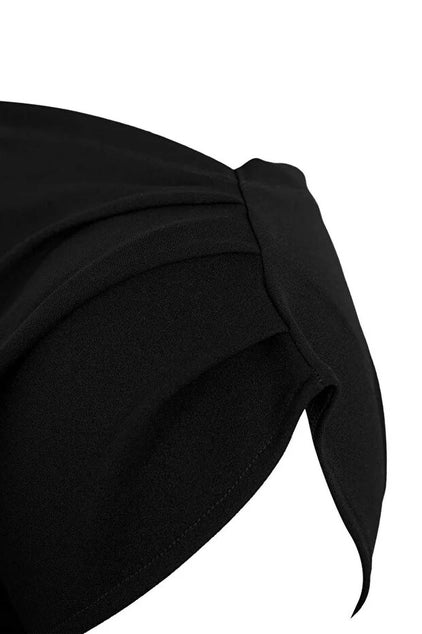 WOJCOR Plus Size Draped Detail Asymmetrical Collar Knitted Blouse