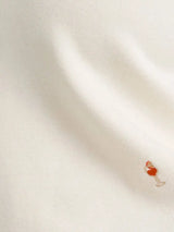 Gilli Plus Size Orange Floral Embroidered Short Sleeve Knit Top - Cream