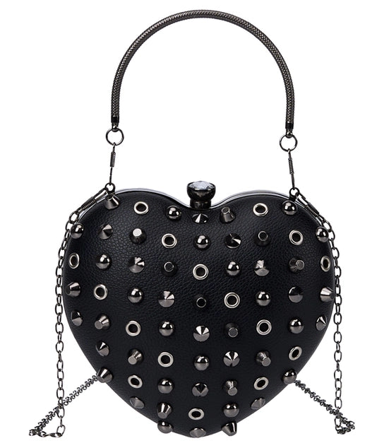 Bessie London Studded Heart Crossbody Bag