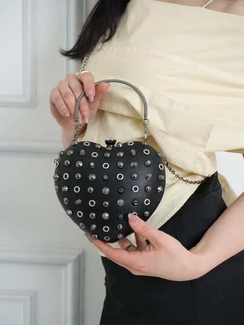 Bessie London Studded Heart Crossbody Bag