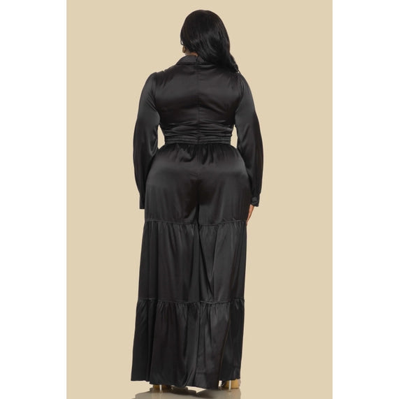 DORCAS Plus Twist Front Neck Lsv Tired Jumpsuit