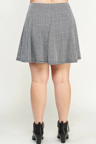 Haute Fox Plus Size Plaid Knit Aline Skirt