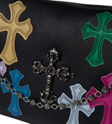 Bessie London Cross Appliqué Shoulder Bag - Black
