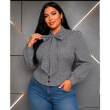 Black Pearl Clothing Plus Bow Authority Blouse - Black