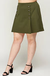 Haute Fox Plus Size Skirt Double Breasted Box Pleated - Olive