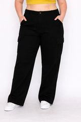 D.ROCK Plus Size Denim Pants Pockets Baggy Cargo Jeans - Black Dark Wash