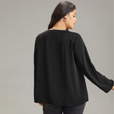 Beauty Peachy Plus Size Bottoming V Neck Flared Top - Black