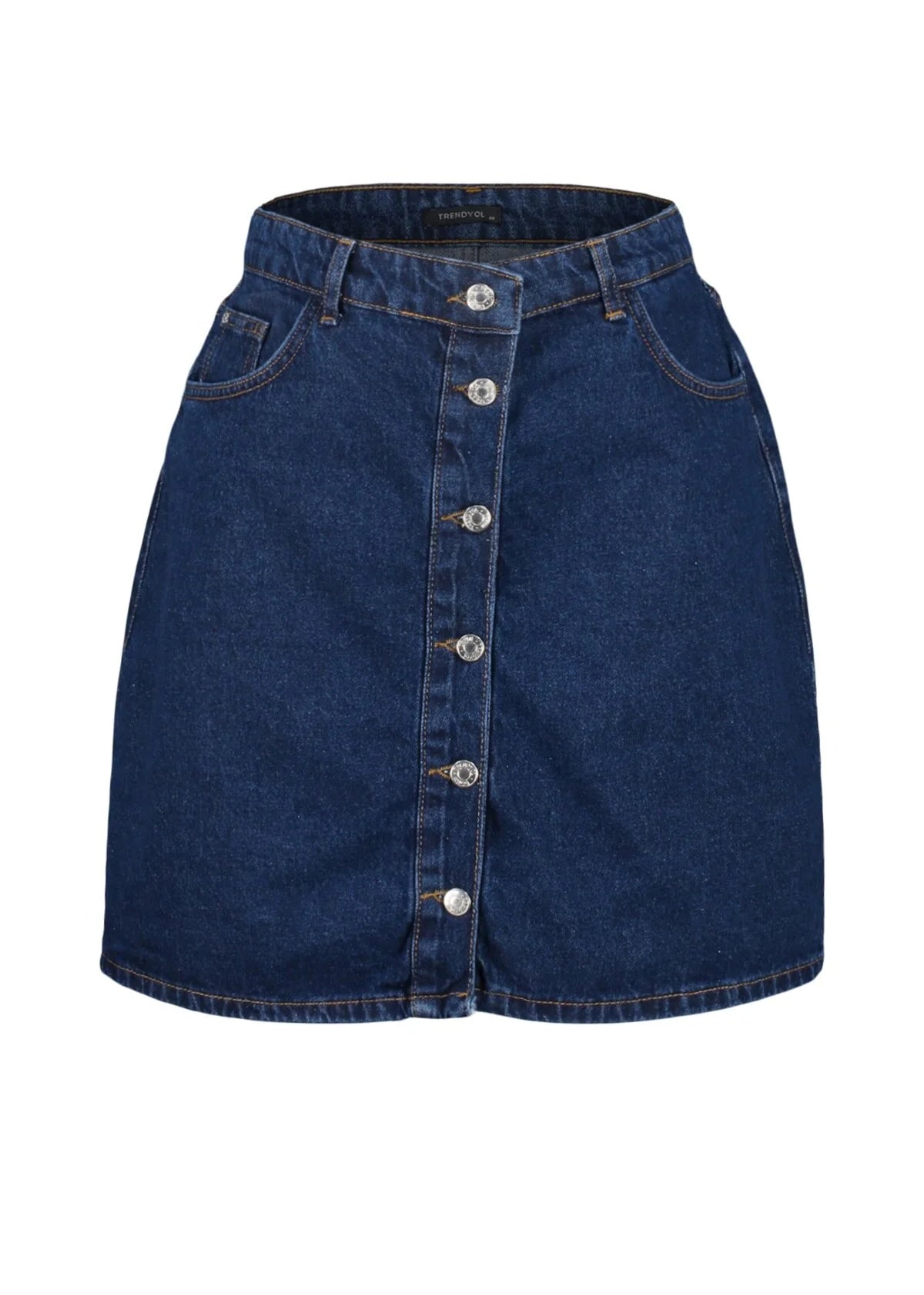 Plus Size High Rise Buttoned Mini Skirt