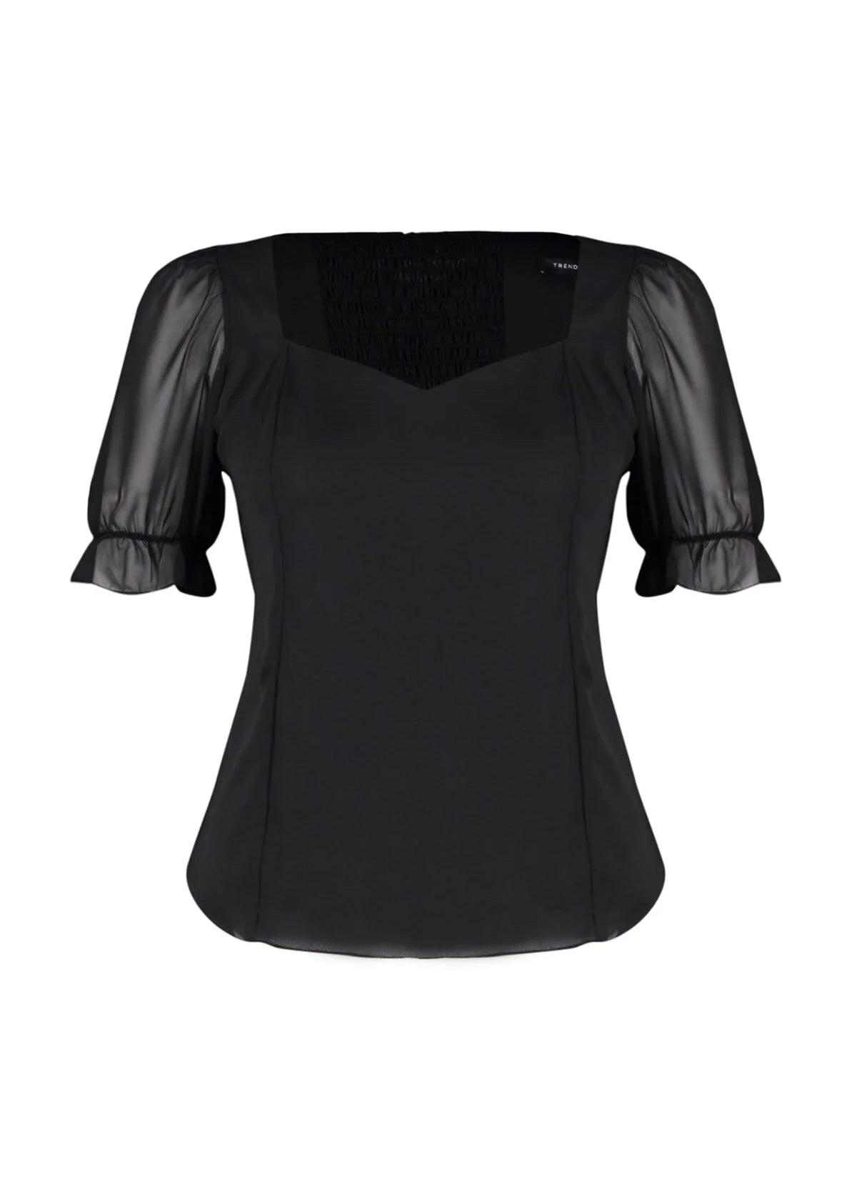 Plus Size Chiffon Sleeves Blouse - Black