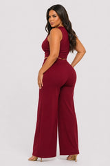D.ROCK Plus Size Set Long Wide Legs Pants and Sleeveless Top