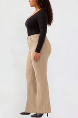 YMI Junior Plus Wide Leg Hyperstretch Pants - Taupe