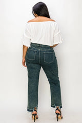 Artemis Vintage Plus Size High Rise Stretch Jeans - Olive