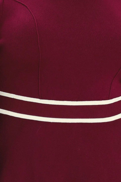 Flying Tomato Plus Size Circle Skirt Sweater Knit Mini Dress - Wine