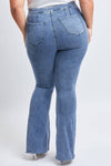 YMI Plus Low-Rise V-Front Pull On Flare Jeans - Denim