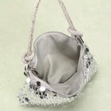 PEACH ACCESSORIES Sparkle and Shine Silver Fringe Bag - Gold