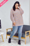 Davi & Dani Plus - Confetti Speckled Knit Tunic Sweater - Mauve Multi
