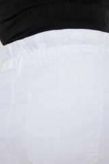 Kan Can USA Plus High Rise Zip Fly Paperbag SHORTS - White