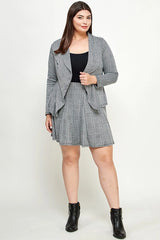 Haute Fox Plus Size Plaid Knit Aline Skirt