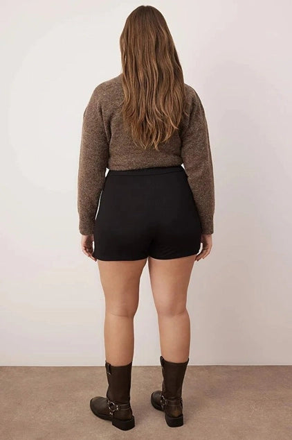 WOJCOR Plus Size Slit Knitted Skirt