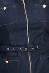Flying Tomato Plus Size Front Zipper Denim Jumpsuit - Dark Denim