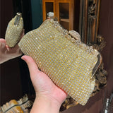PEACH ACCESSORIES Sparkling Rhinestone Clutch Bag - Gold