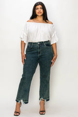Artemis Vintage Plus Size High Rise Stretch Jeans - Olive