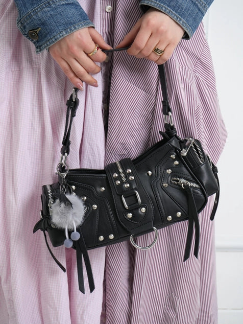 Bessie London Punk Buckle Baguette Bag