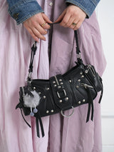 Bessie London Punk Buckle Baguette Bag