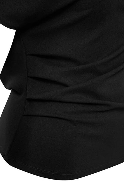 WOJCOR Plus Size Draped Detail Asymmetrical Collar Knitted Blouse