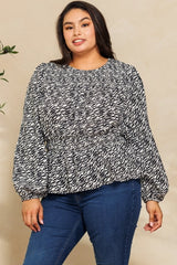 Oddi Plus Peplum Hem Zebra Printed Blouse
